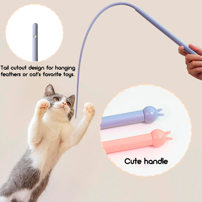 Gefryco Cat Toys，Interactive Cat Wand Toys，Silicone Imitation Animal Tail，Funny Kitten Toys，Cat Fishing Pole Toy for Bored Indoor Cats Exercise（Blue） Blue - PawsPlanet Australia