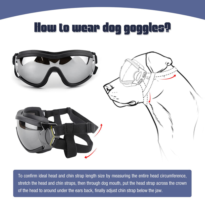 NAMSAN Dog Goggles Large UV Protection Sunglasses for Medium Large Dogs Windproof Outdoor Pet Glasses Adjustable Dog Sunglasses Black - PawsPlanet Australia