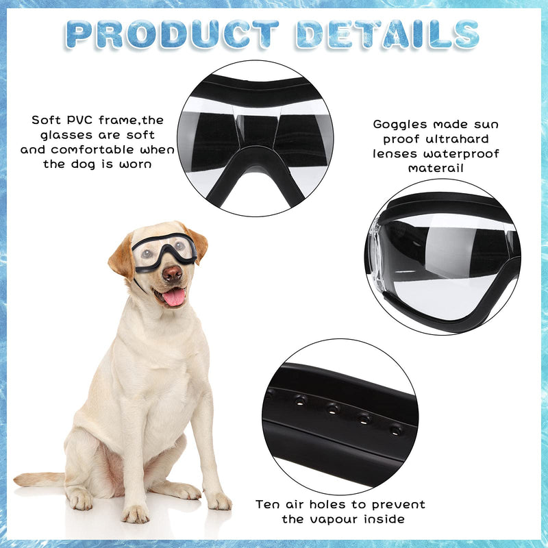 2 Pieces Dog Goggles Dog Sunglasses Snowproof Windproof Dog Glasses Pet Goggles for Travel Skiing Anti-Fog Dog Snow Goggles Dog Eye Protection Goggles with Adjustable Strap for Medium Large Dog - PawsPlanet Australia