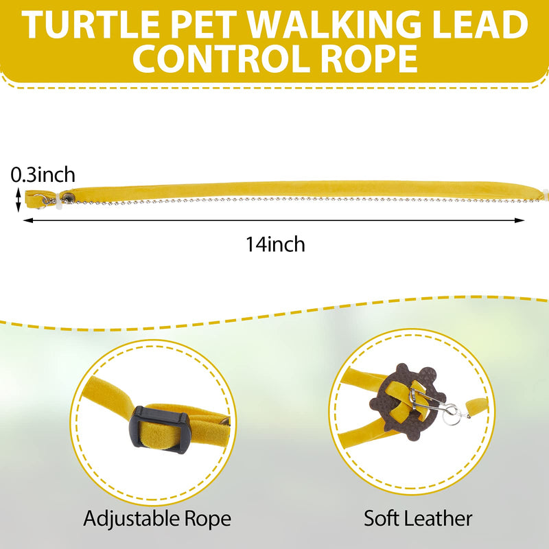 2 Pieces Turtle Leash Yellow Tortoise Leash Pet Turtle Accessories Turtle Leash and Harness Strap PU Leather for Pet Tortoise Reptile Lizard Walking Control Rope - PawsPlanet Australia