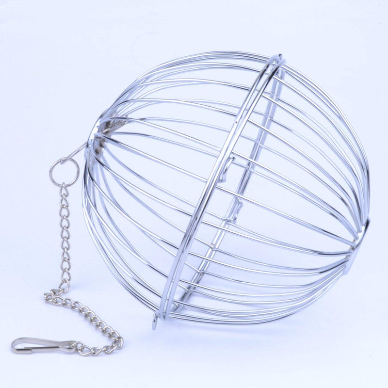 Wontee Rabbit Hay Ball Stainless Steel Hanging Feed Dispenser for Bunny Hamster Guinea Pig Rat Chinchilla A: 5.11inch Silver - PawsPlanet Australia