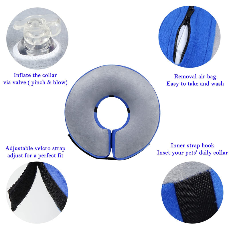 Katoggy Inflatable Dog Cone Collar, Soft Protective Recovery Dog Collar for After Surgery, Adjustable Elizabethan Collar for Small/Medium/Large Dog and Cats to Prevent from Biting & Scratching Blue-Grey - PawsPlanet Australia