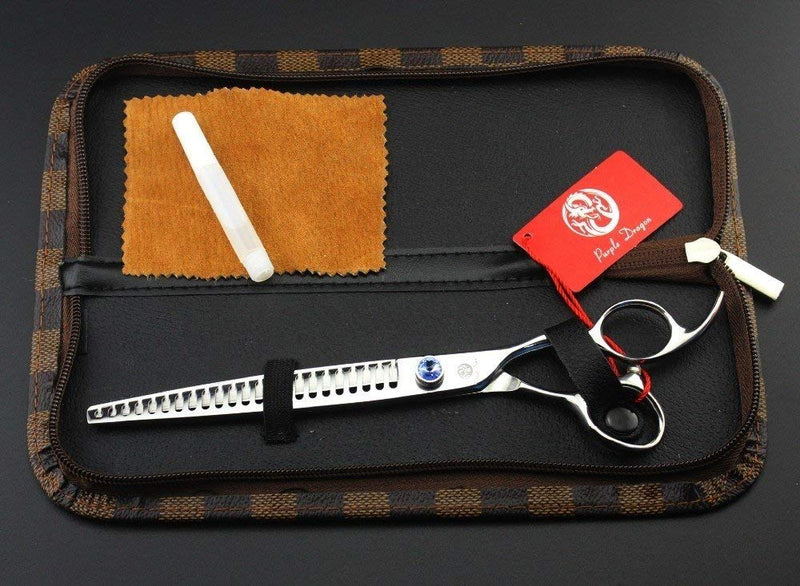 [Australia] - Purple Dragon Professional Pet Grooming Shears Dog/Poodle Cutting/Blending/Thinning/Chunker Scissors with Leather Bag for Pet Groomer Set 12 