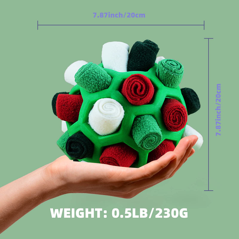 Tesytto Sniffing Ball for Dogs Interactive Dog Toy Encourage Natural Food Ability Slow Food Training Bite Resistant Puppy Play Portable Dog Intelligence Toy (Holiday Green) Holiday Green - PawsPlanet Australia