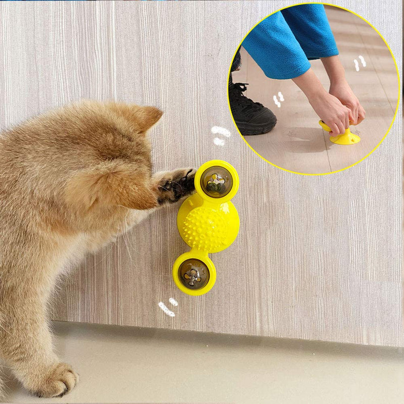 OneBarleycorn - Interactive Cat Toy with Suction Cup,Windmill Turntable Teasing Stick Cat Toy Scratching Tickle Hair Brush Pet Accessories Crazy Game - PawsPlanet Australia