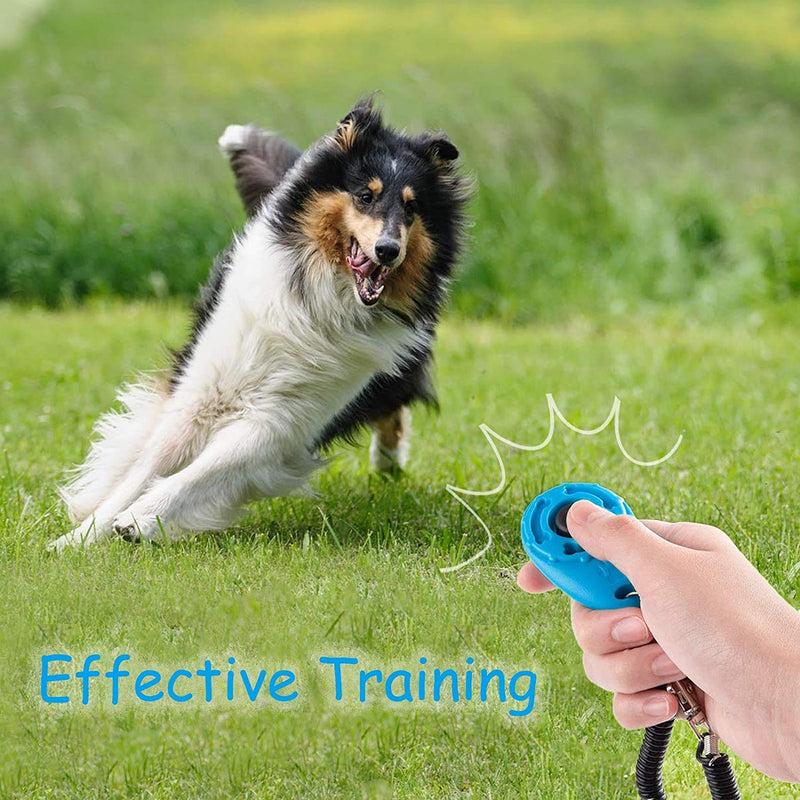 HSCCGI Dog Training Clicker, Puppy Clicker Trainer with Wrist Strap Durable Lightweight Easy to Use, Pet Training Clicker for Sound-Sensitive Animals, 2 Pack (White+Blue) - PawsPlanet Australia