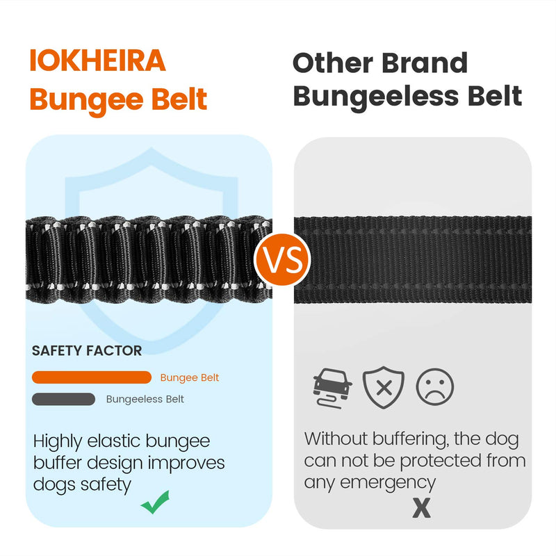 Iokheira Dog Seat Belt for Car uk, 3-in-1 Adjustable Dog Car Harnesses with Anti Shock Elastic Bungee Buffer, dog Seatbelt(Black) Black - PawsPlanet Australia