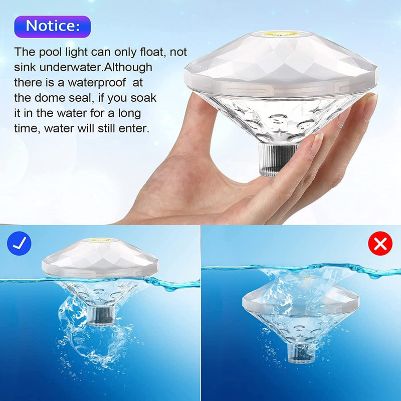 CUQOO Waterproof Multicolour LED Floating Pool Tub Lights for Swimming Pools – 7 Mode Disco Lights for Kids & Adults Parties | Battery Operated Bath Lights for Paddling Pools, Bath, Hot Tub & More - PawsPlanet Australia