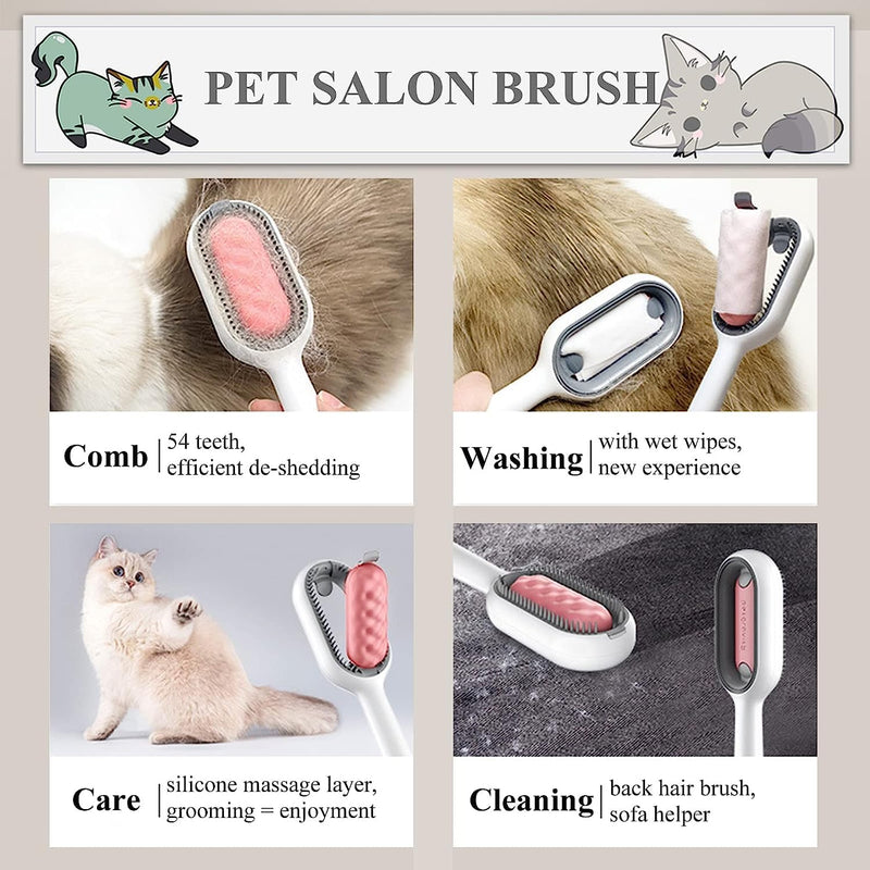 KFDDRN Pack of 2 cat brushes for short hair, 4 in 1 cat hair brush and dog brush for grooming, cleaning brush for animal hair, ideal for massage, grooming and hair removal - PawsPlanet Australia