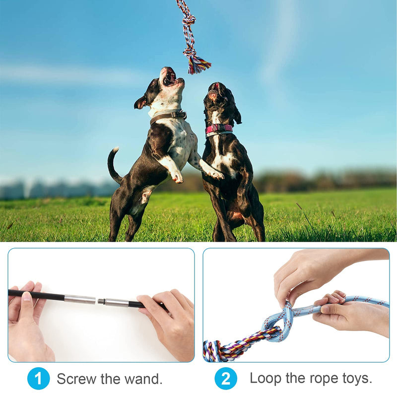 Flirt Pole for Dogs, Dog Flirt Pole for Dogs Chase and Tug of War, Interactive Teaser Wand for Dogs, Dog Tug Toy with Rope Toys to Outdoor Exercise & Training, Dog Rope Toy for Small Medium Large Dogs - PawsPlanet Australia