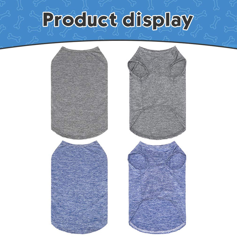 Dog Cooling Shirt 2 Packs - Quick Dry Soft Breathable Stretchy Shirt Self Cooling Absorb Water and Evaporate Quickly Sleeveless Vest for Small Medium Dogs Cats Puppy S (Neck 10"/ Chest 14"/ Back Length 11") Grey & Navy - PawsPlanet Australia