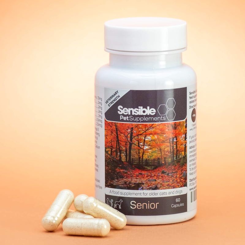 Sensible Pet Supplements 'Senior' for older cats and dogs. Containing Omega 3, and a range of anti-oxidants. 60 sprinkle capsules. - PawsPlanet Australia