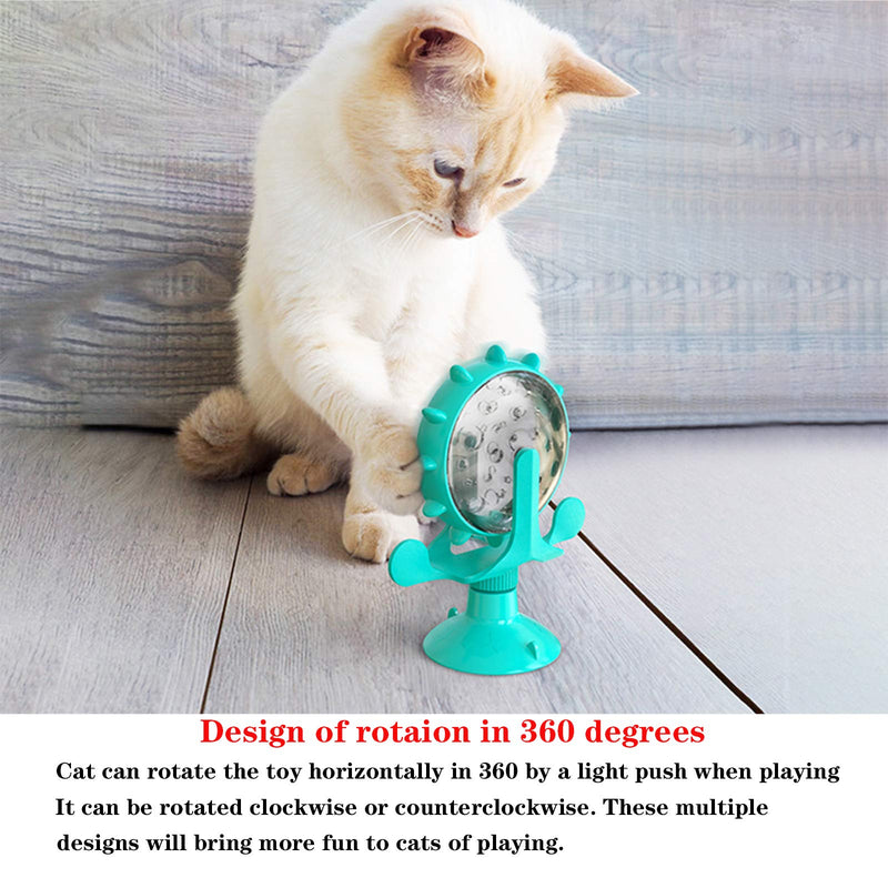 Elvesera Cat Windmill Turntable Toy, Interesting Food Leakage Device for Cats and Dogs, This is a Multi-Functional and Interesting Rotating Slow-Speed cat Puzzle Feeder Blue - PawsPlanet Australia