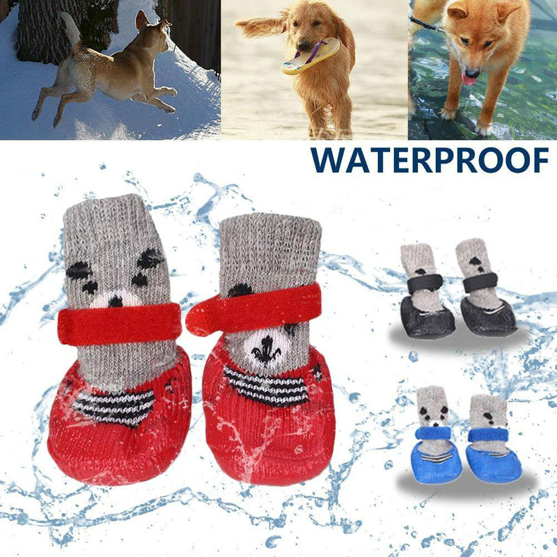 [Australia] - Dog Cat Boots Shoes Socks with Adjustable Waterproof Breathable and Anti-Slip Sole All Weather Protect Paws(Only for Tiny Dog) S Red 