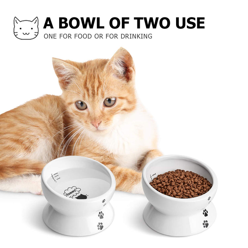 [Australia] - Y YHY Cat Bowl Elevated, Raised Cat Food Water Bowl, Tilted Cat Food Dish Ceramic, Anti Vomiting, No Spill Pet Water Bowl for Cats or Dogs,15 Ounces, Whisker Fatigue, Dishwasher Safe 