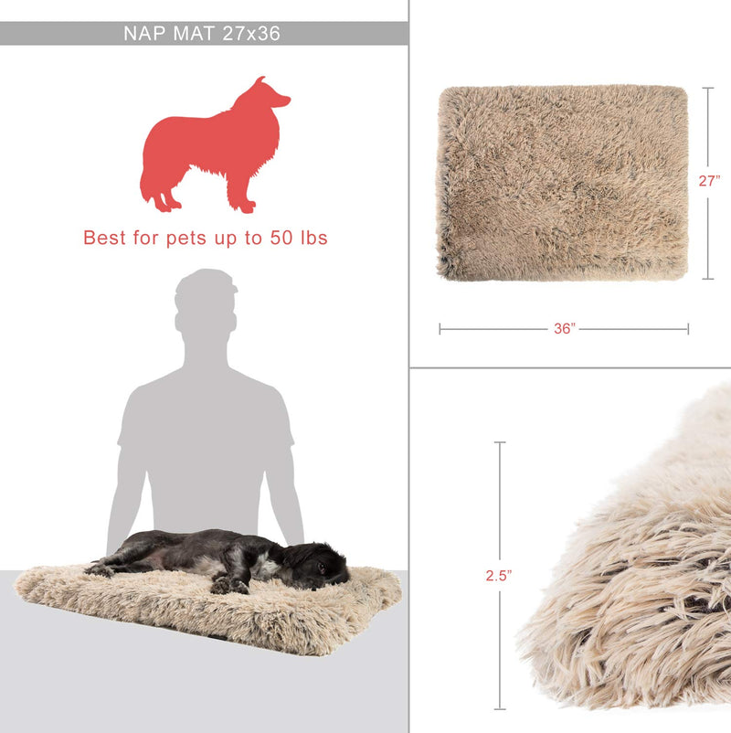 [Australia] - Best Friends by Sheri Orthopedic Dog Bed - Vegan Faux Fur Cushion Supports Joints, Soothes Your Pet, Improves Sleep - Self-Warming w/Zippered Cover, Machine Washable - 27x36 in Taupe 