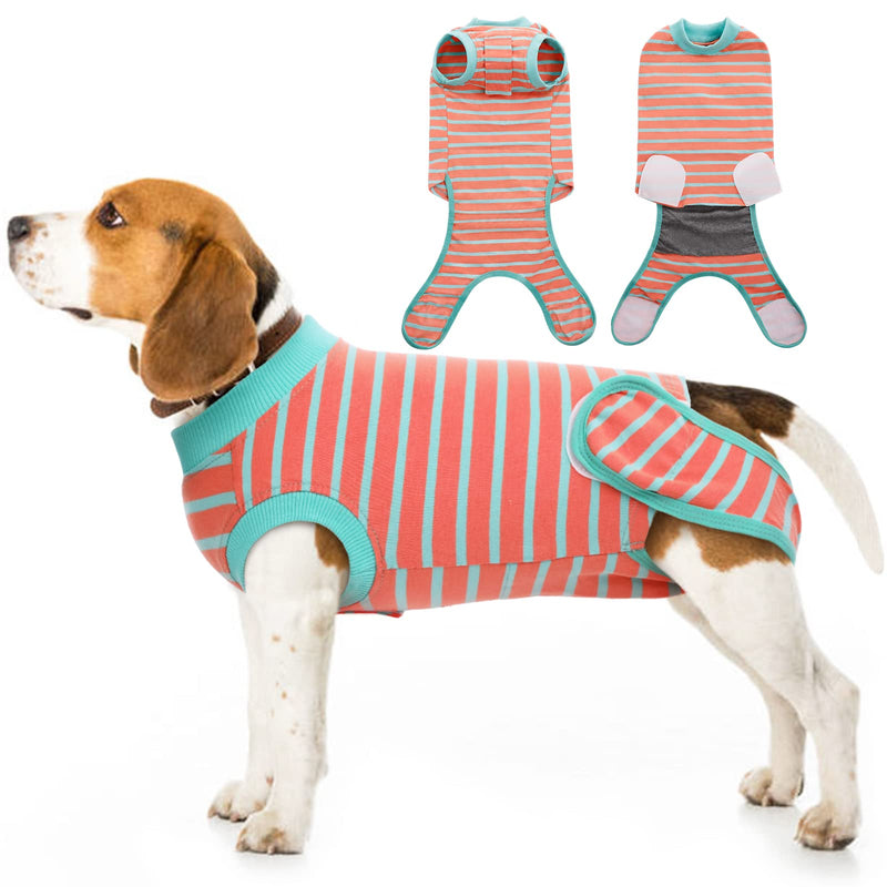 IDOMIK Dog Surgery Recovery Suit, Soft Comfortable Surgical Recovery Dog Onesie, Post Spay Neuter Recovery Shirt for Small Large Dogs, Cone Alternative After Surgery Anti Licking Wounds,Green Stripe,M Medium Green Stripe - PawsPlanet Australia