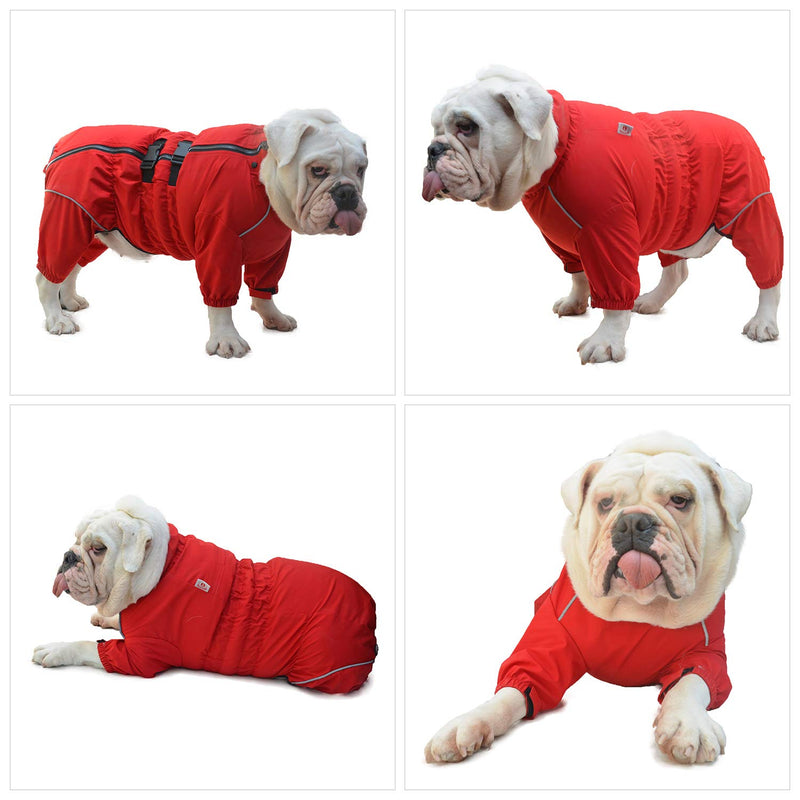 Lovelonglong Dogs Waterproof Jacket, Lightweight Waterproof Jacket Reflective Safety Dog Raincoat Windproof Snow-proof Dog Vest for Small Medium Large Dogs Red M - PawsPlanet Australia