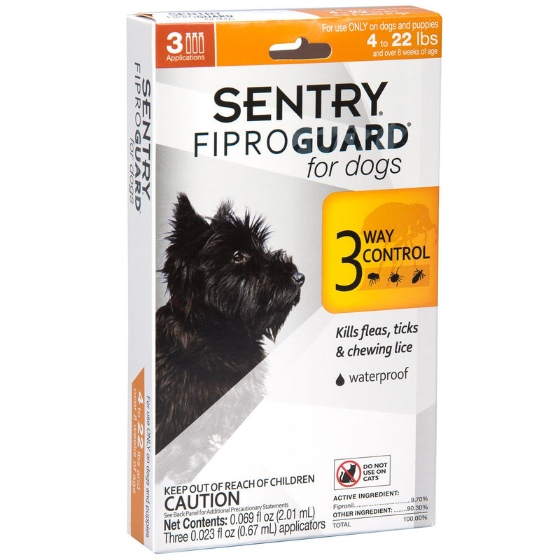 SENTRY Fiproguard for Dogs, Flea and Tick Prevention for Dogs (5-22 Pounds), Includes 3 Month Supply of Topical Flea Treatments - PawsPlanet Australia