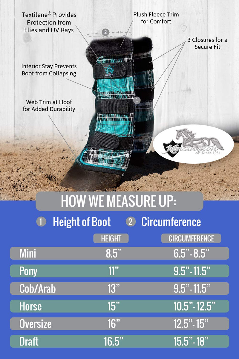 [Australia] - Kensington Natural Horse Fly Boots - Web Trimmed - Stay-Up Technology - Protection from Insect Bites and UV Rays - Sold in Pairs (2 Boots) Black Ice Medium 