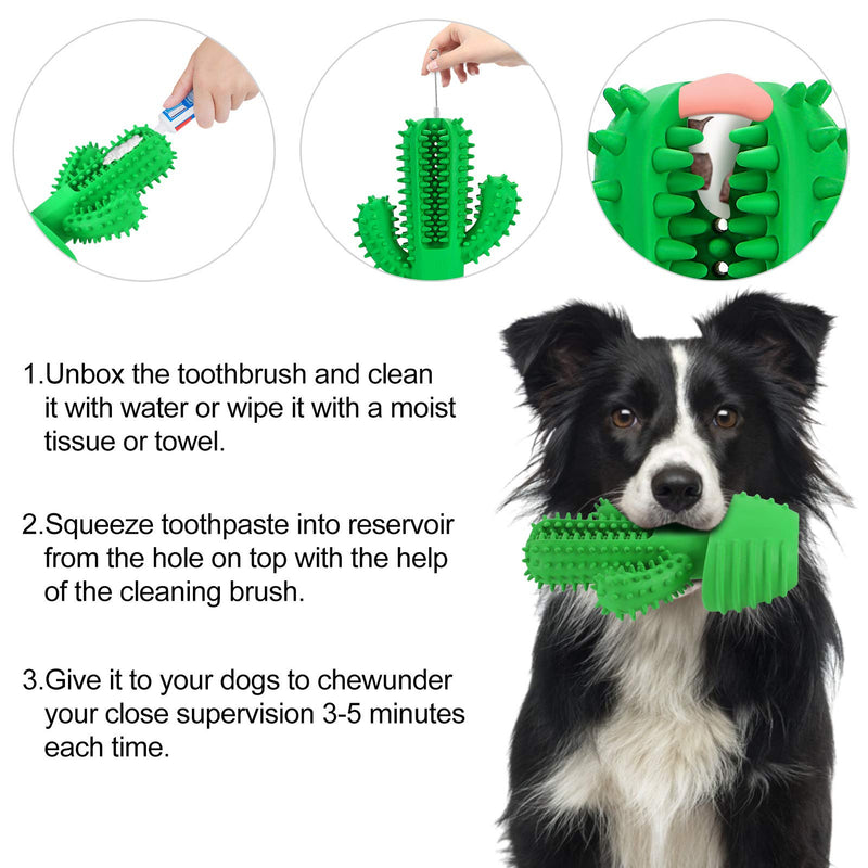 G.C Dog Chew Toys Indestructible Squeaky Toy Cactus Toothbrush Interactive Tough Durable Teeth Cleaning for Aggressive Large Medium Pets Doggy - PawsPlanet Australia