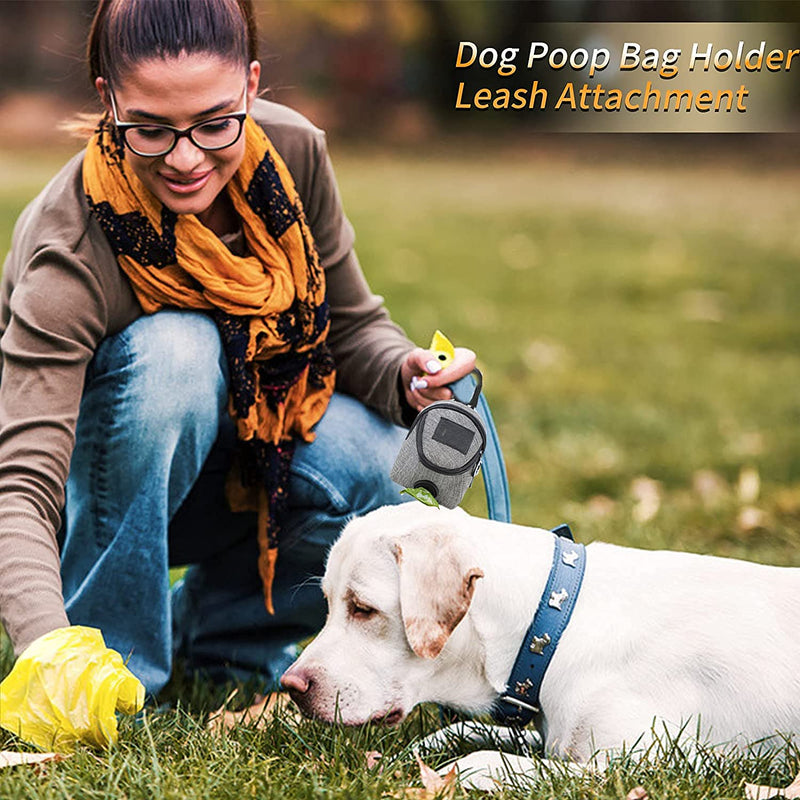 Dog Poop Bag Holder for Any Dog Leash and Poop Bags, Waste Bag Dispenser, Dog Poop Bag Dispenser with 1 Free Durable Wheels & Metal Hook Can Be Seen as a Dog Treat Bag (Gray) Gray - PawsPlanet Australia