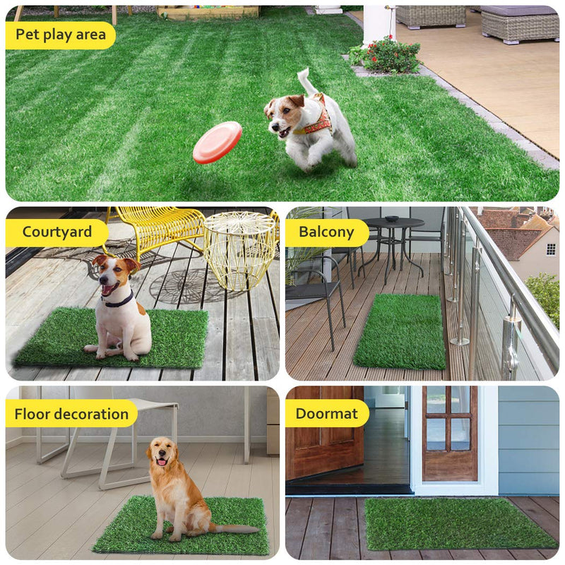 [Australia] - TSIANHUZY Dog Grass Pad, 2-Pack Portable Grass Pee Pads for Dogs Washable Professional Dog Grass Mat Training Grass Pee Pad for Indoor Outdoor Porches Apartments and Grass Turf Mat Replacement 14"x18" 