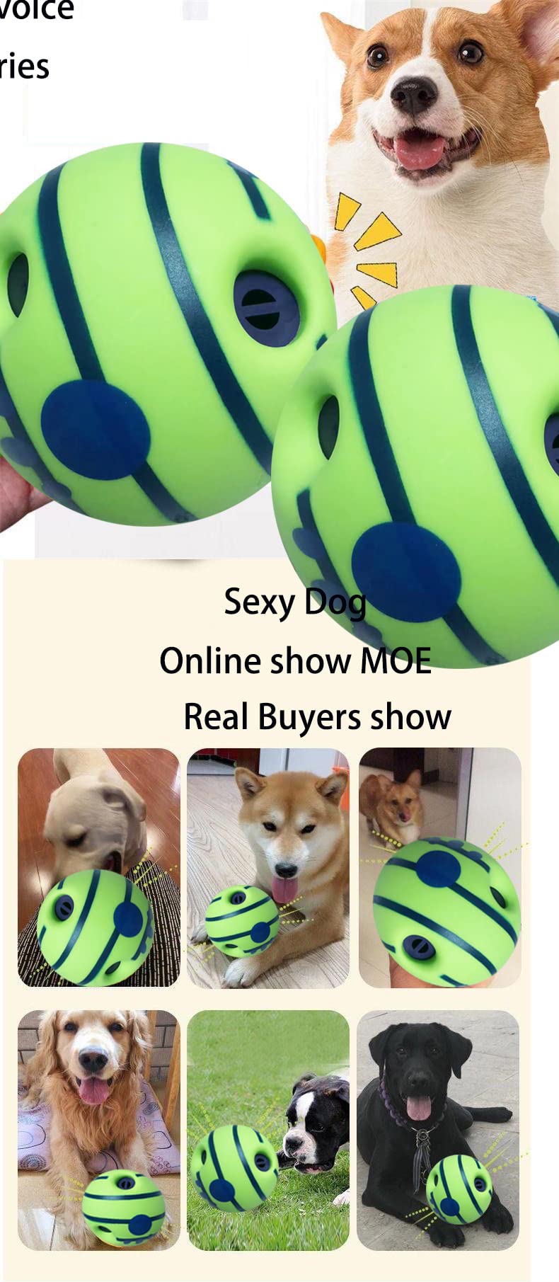 Wobble Giggle Dog Ball,Strange dog toy ball,Hamburger Pet Ball,Training Playing Ball,Interactive Toy for small medium and large dog,The best fun giggle sound dog toy,As Seen On TV(no battery required) 4"Green Pet-balls(1pack) - PawsPlanet Australia