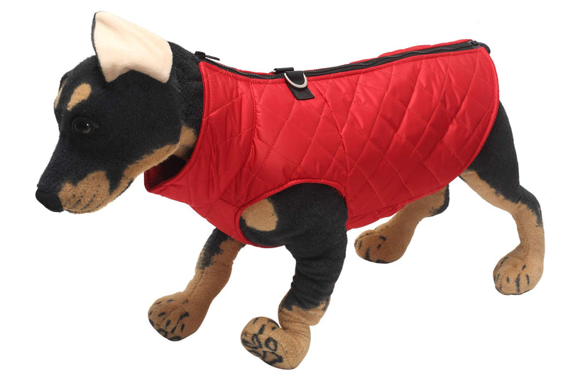 Geyecete Winter Warm Dog Coat - Dog Coat Waterproof Jacket Warm Padded Puffer Vest D-Ring Dog Jacket Coat For Small Medium Large Dog -Red-XS - PawsPlanet Australia