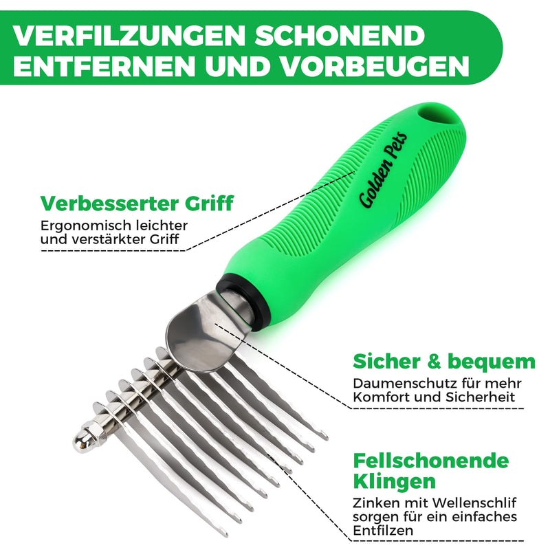 Golden Pets detangler comb I dog & cat brush suitable for medium to long hair I small - large animals I rounded teeth I + free care manual - PawsPlanet Australia
