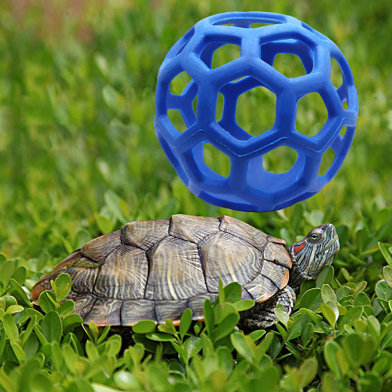 LODCZIOE Tortoise Treat Ball Toy Hay Feeder Ball, Feeding Grass Ball for Tortoise Turtle, Fruit Vegetable Feeder Holder Foraging Toy for Small Animals Pet Blue - PawsPlanet Australia