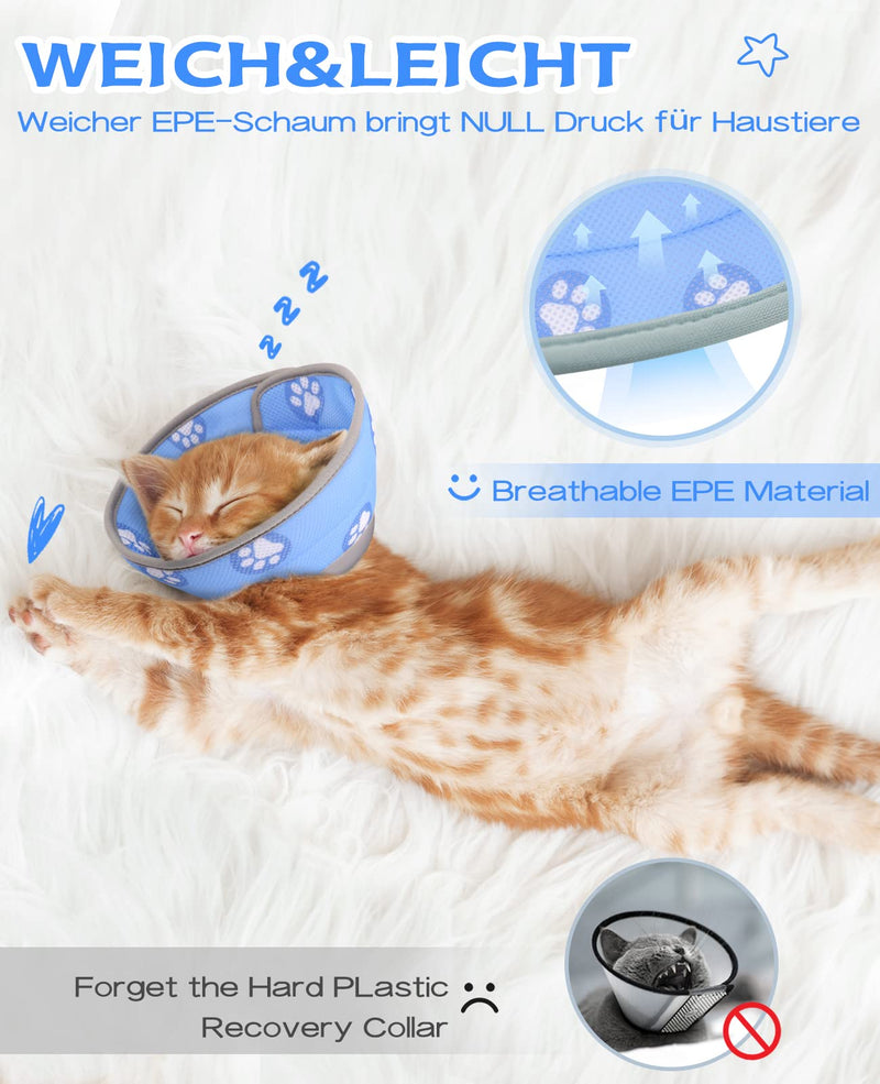 Supet Neck Brace Cat, Adjustable Neck Brace Cat Collar, Recovery Collar Soft Collar Cone After Surgery and Injuries for Puppies, Small Dogs and Cats (Blue, S) S (Neck: 14-23cm) Blue - PawsPlanet Australia