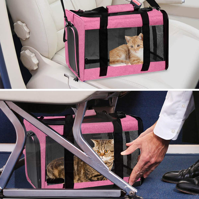 VIEFIN Pet Carrier for Small Medium Cats Dogs,Airline Approved Small Dog Carrier Collapsible Medium Cat Carriers Soft-Sided, Pet Travel Carrier for 16 lbs Cats Dogs Puppies Kitten Berry Red - PawsPlanet Australia