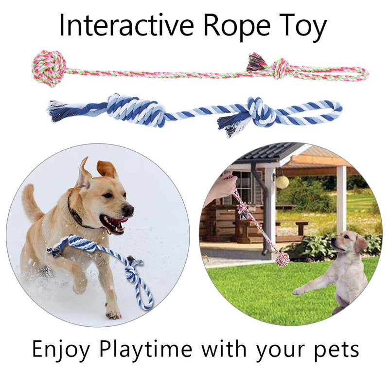 Elfirly Dog Rope Toys Set 5 pack Pet Chewing Toys Durable Cotton Rope Knot Toys and Dog Ball for Puppy Medium and Large Dogs - PawsPlanet Australia