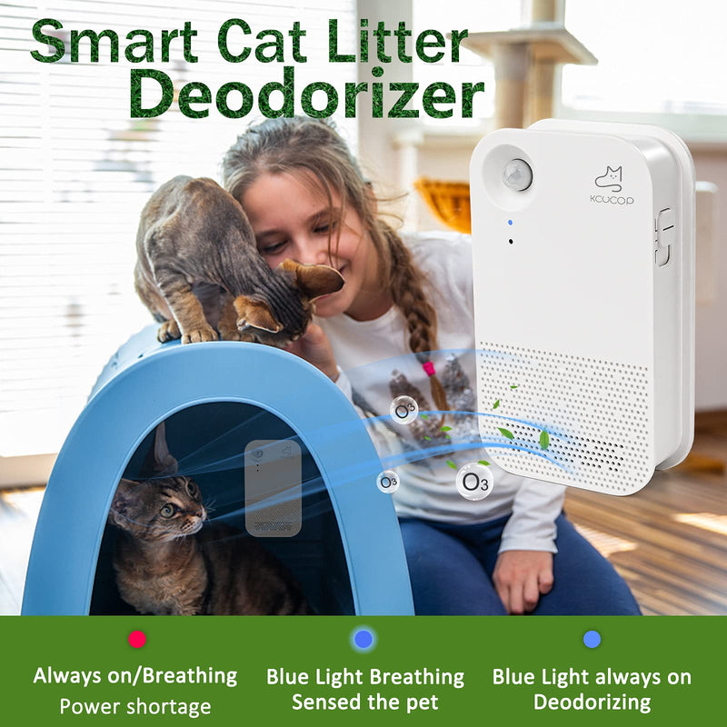 Cat Litter Deodorizer - KCUCOP Smart Cat Litter Odor Eliminator,Cat Litter Genie Pet Odor Eliminator 2 Gear Auto On/Off 20-Day Battery Life for All Kinds of Cat Litter Box Toilet Room Kitchen Wardrobe - PawsPlanet Australia