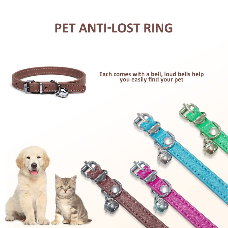 4 Pack Leather Dog Collars with Bell Adjustable Safety Buckle Quick Release Cute Kitten Collars (4 Colors) - PawsPlanet Australia