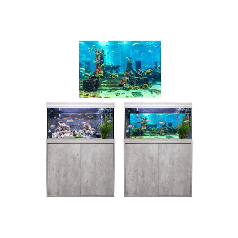 Undersea City Ruins Aquarium Poster, PVC Coral Aquarium Background Underwater Poster Fish Tank Wall Decorations Sticker 122*46cm - PawsPlanet Australia