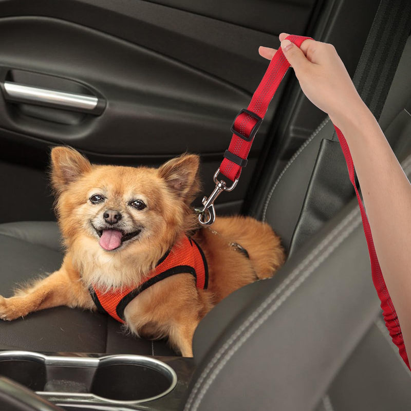 Lollanda Dog Car Seat Belt, Dog Belt for Car Seats with Reflective Strips and Buffer Ropes, Adjustable Dog Belt for Large, Medium and Small Dogs (Red) Red - PawsPlanet Australia