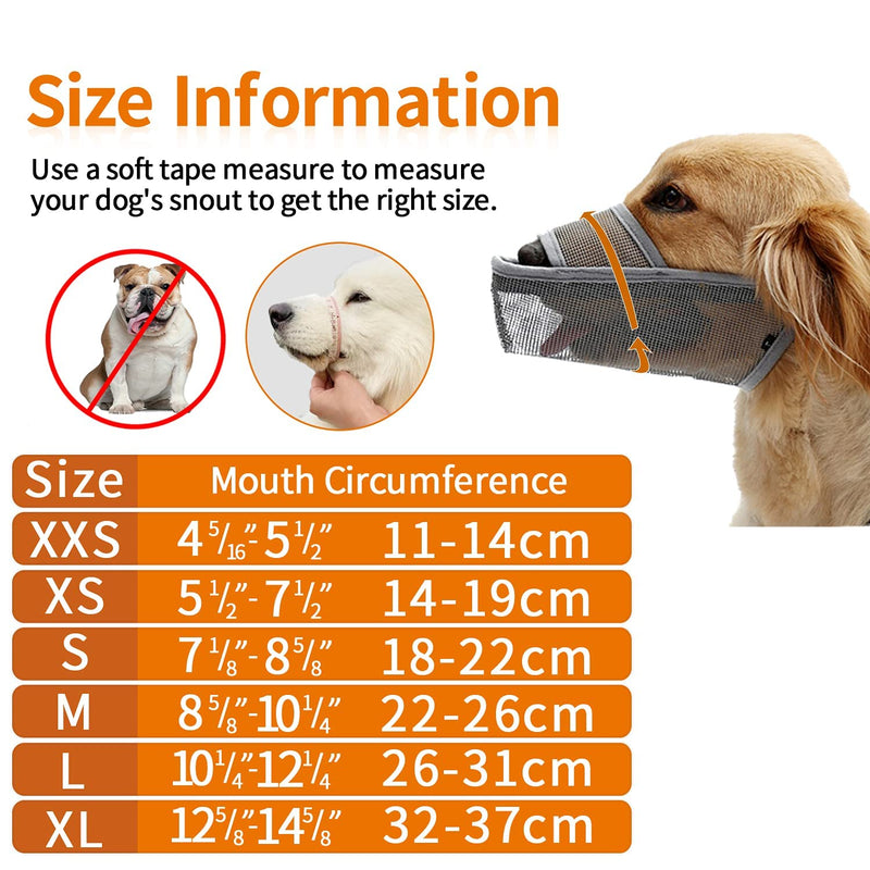 Dog Muzzle Soft Nylon Muzzle - Adjustable Breathable Mesh Muzzle , Dog Mask , Mouth Cover for Anti-Biting Anti-Barking Licking (Size XXS) Size XXS - PawsPlanet Australia