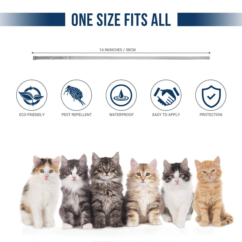 [Australia] - 2 Pack Flea and Tick Collar for Cats,8-Month Tick and Flea Control for Cats,Adjustable Design-One Size Fits All,Safe & Allergy Free, Waterproof, with Flea Comb 