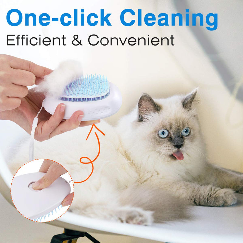 [Australia] - Pawaboo Cat Grooming Brush, One-Click Pet Self Cleaning Slicker Brush Deshedding Tool with Wrist Strap, Anti-Slip Home Grooming Pet Hair Shedding Comb Bristles for Cats Dogs, Quick Release, Sky Blue 