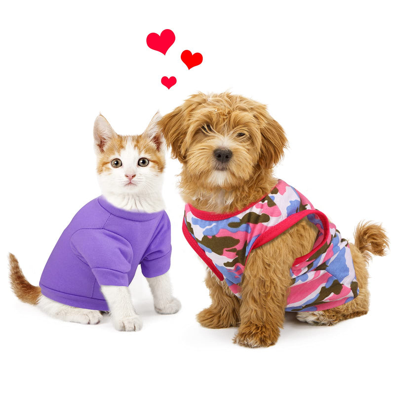 RUODON 2 Dog Shirt Printed Puppy Shirts Pet T-Shirt and Dog Vest Soft Puppy Dog Clothes Pet Outfits Cute Pet Sweatshirt for Small Dogs and Cats Purple Kisses, Pink Camo - PawsPlanet Australia