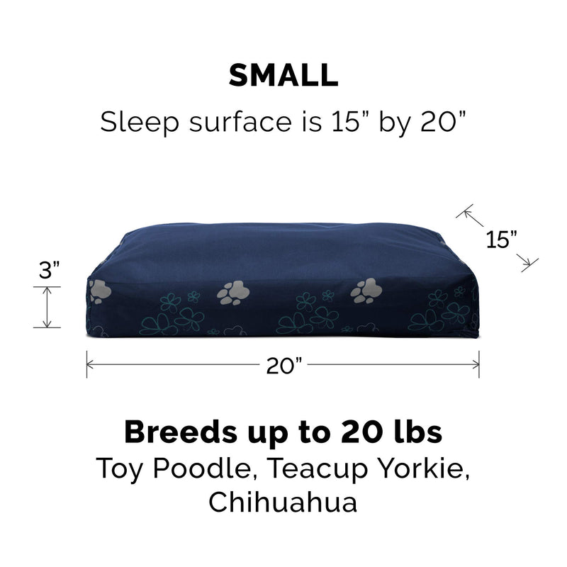 [Australia] - Furhaven Pet Dog Bed - Deluxe Water-Resistant Indoor/Outdoor Garden Print Pillow Cushion Traditional Mattress Pet Bed w/ Removable Cover for Dogs & Cats, Lapis Blue, Small 