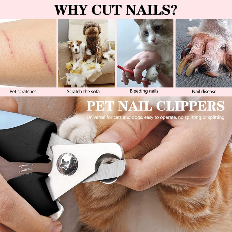 Claw scissors for dogs and cats, cat claw scissors with nail file, stainless steel claw pliers, large nail clippers with safety protection for pets with protection device for home - PawsPlanet Australia