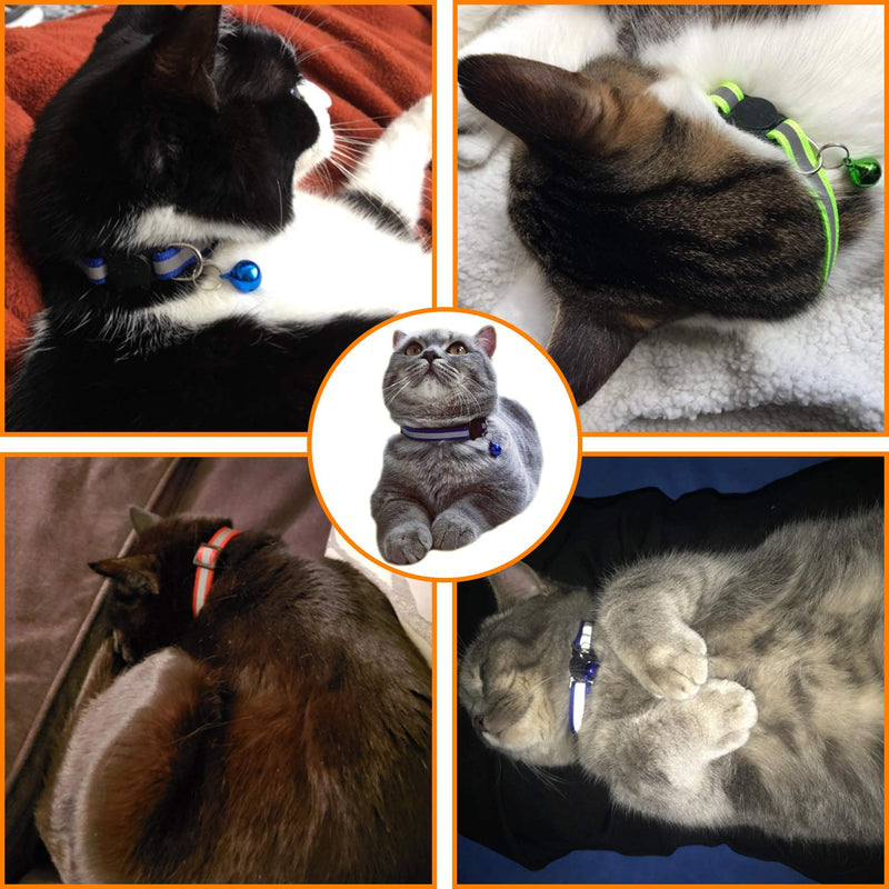 D-buy Cat Collars, Cat Collars with Bell, Breakaway Cat Collars, Reflective Cat Collars, Nylon Cat Collars with Bell, Collars for Cats, Collars for Puppies Set of 4 Colors - PawsPlanet Australia