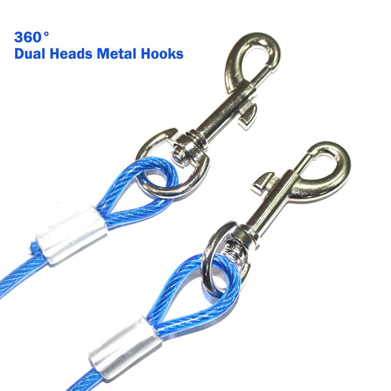 [Australia] - NEODIKO 15ft Dog Tie Out Cable, Tie-Out Cable for Pet Dogs Up to 60 Pounds Blue 