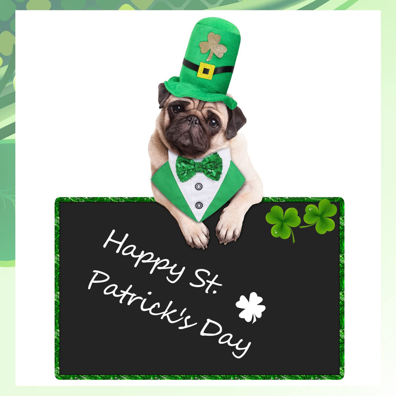 2 Pieces St. Patrick's Day Dog Costume Dog Top Hat and Dog Bandana Collar with Bow Tie Green Irish Dog Tuxedo St Patricks Day for Dogs Puppy Cat Pet Party Dress up Cosplay (Large) Large - PawsPlanet Australia