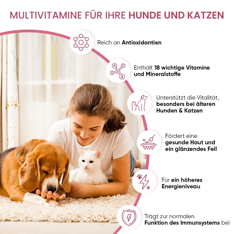 Animigo Multivitamins for Dogs & Cats - 365 Tablets - Vitamin B Complex with Vitamin A, C, E & D3-18 Minerals & Vitamins for the Immune System, Bones, Joints - Calcium, Iron, Copper, Iodine, Zinc Multivitamin for Dogs & Cats - PawsPlanet Australia