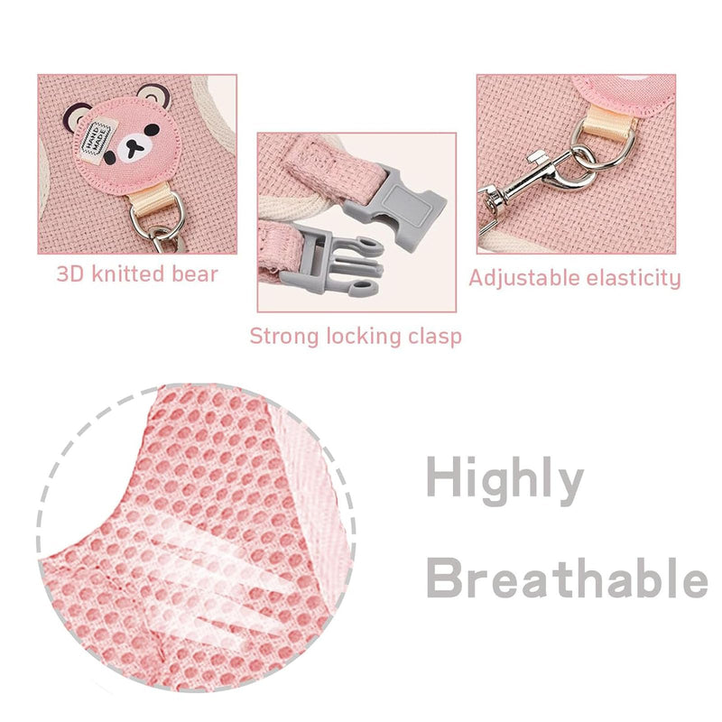 Pack of 2 rabbit leashes, dwarf rabbits, adjustable rabbit leashes, adjustable soft rabbit harness with elastic leash for small animals, kitty pets (pink and grey). - PawsPlanet Australia