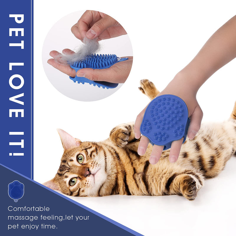 Cobee Dog Cat Bath Brush, Rubber Pet Grooming Brush 2-in-1 Puppy Massage Brush, Soft Hair Grooming Cleaning Brush for Long Short Hair (Blue) Blue - PawsPlanet Australia